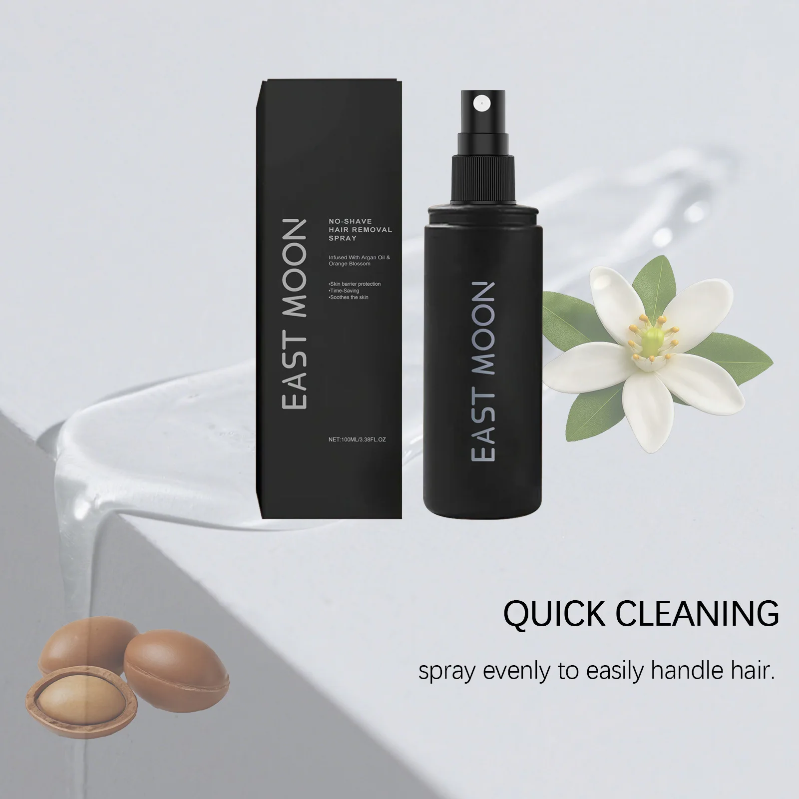 Leste lua óleo de argan remoção do cabelo spray inibidor de crescimento corpo área íntima bom cheiro adulto permanente indolor cabelo remover spray