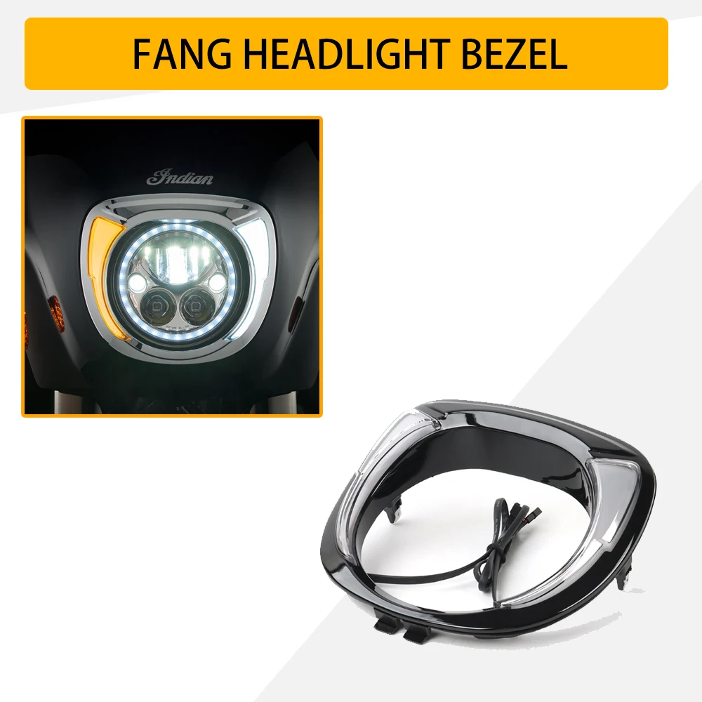 

Fang Headlight Bezel ABS Black For Indian Chieftain Dark Horse Models Motorcycle Upgrade Accessories