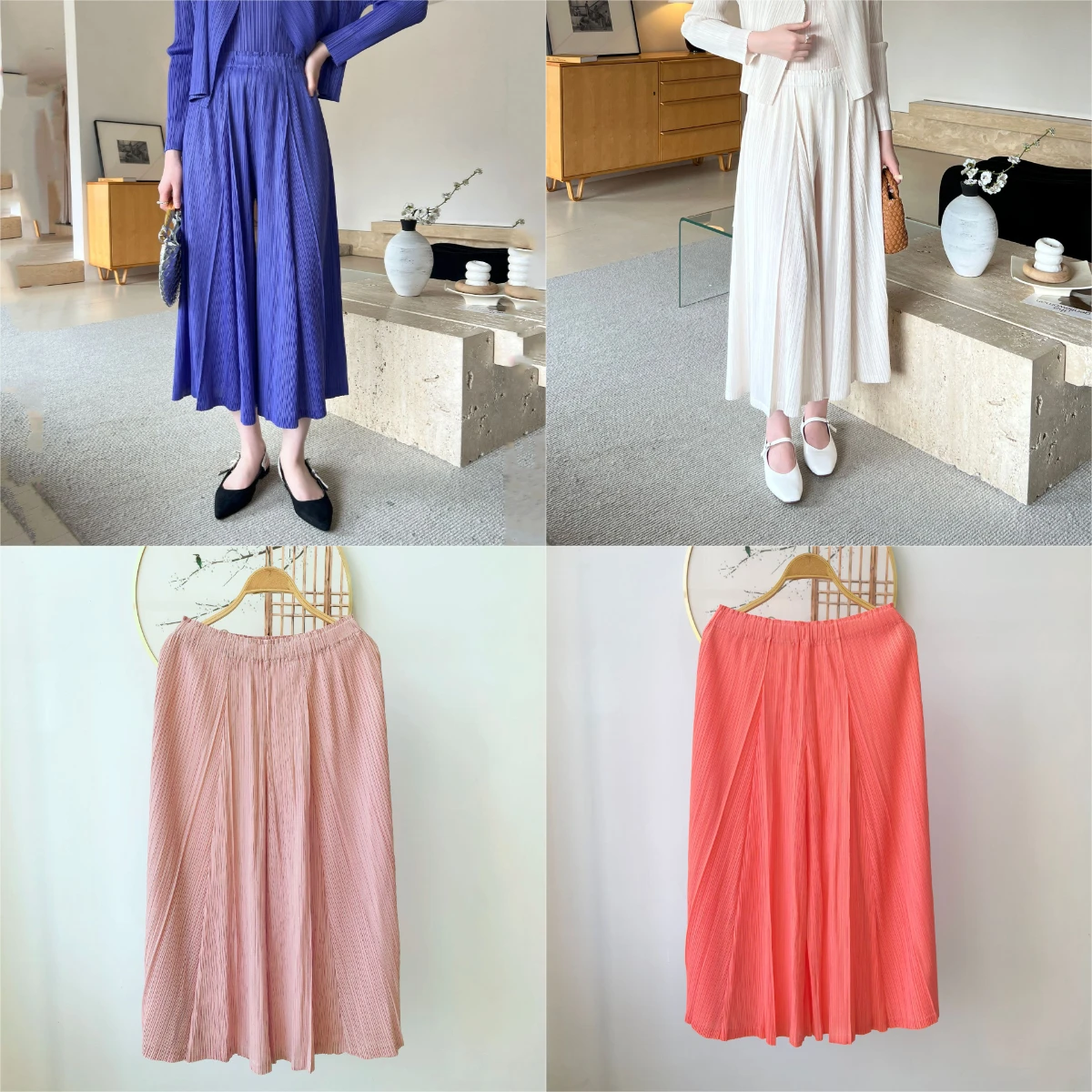 

Sanzhai Fold 2025 Autumn Spring High End Fold Comfortable and Casual Temperament Versatile Slim Wide Leg Pants Casual Pants