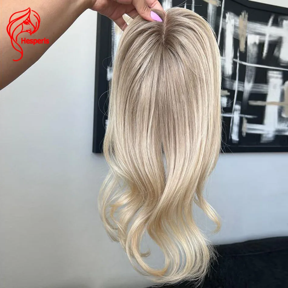 Hesperis Golden ombre Mono Base European Virgin Topper For Hair Volume Hightlight Blonde Human Hair Topper For Thinning Hair