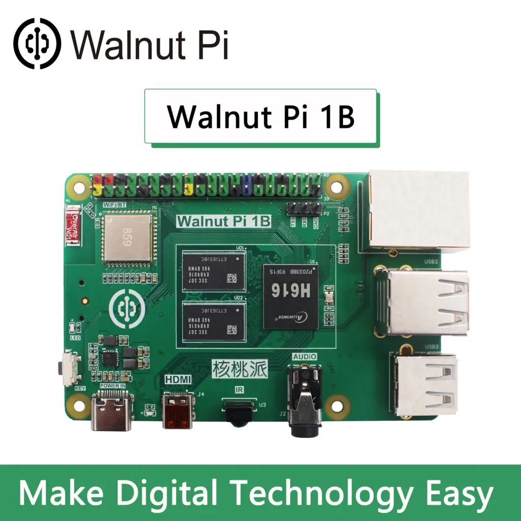 Walnut Pi 1B 1GB RAM DDR3 Allwinner H616 WiFi Bluetooth Mini PC Development Board SBC Single Board Computer WalnutPi RaspberryPi