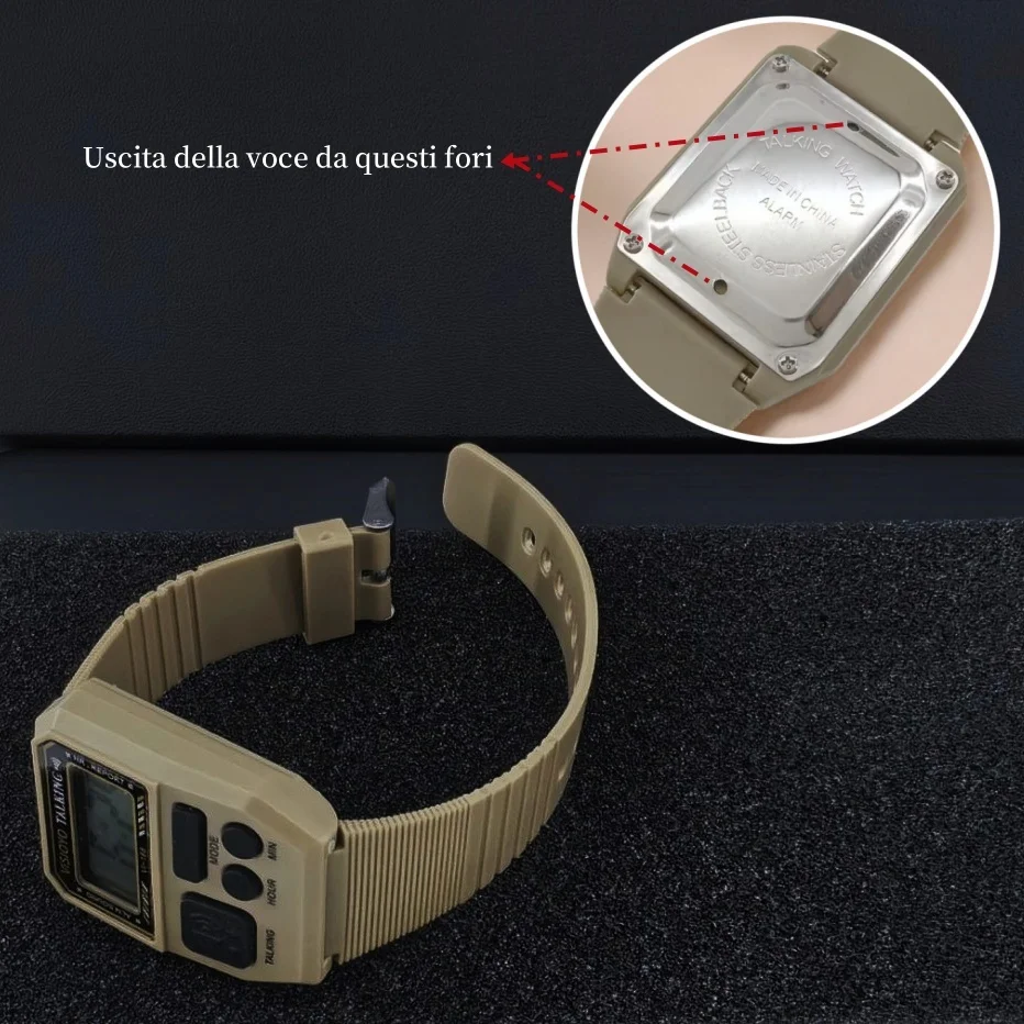 ساعة ناطقة إيطالية للمكفوفين وضعاع البصر، مع توقيت/إنذار مدفون، لكبار السن ومستخدمين منخفض الرؤية VI-168(TI) #5