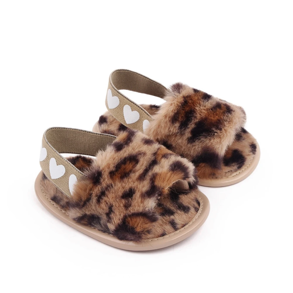 Soft Hair Style Infant Girl Slipper Sandals Breathable Baby Fur Shoes Simple Elastic Sandales Princess Baby Shoes