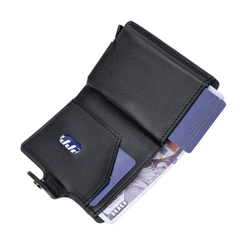 Carbon Fiber Slim Aluminum Men Wallet ID Credit Card Holder Mini RFID Wallet Automatic Pop up Bank Card Case Black Vallet 2025