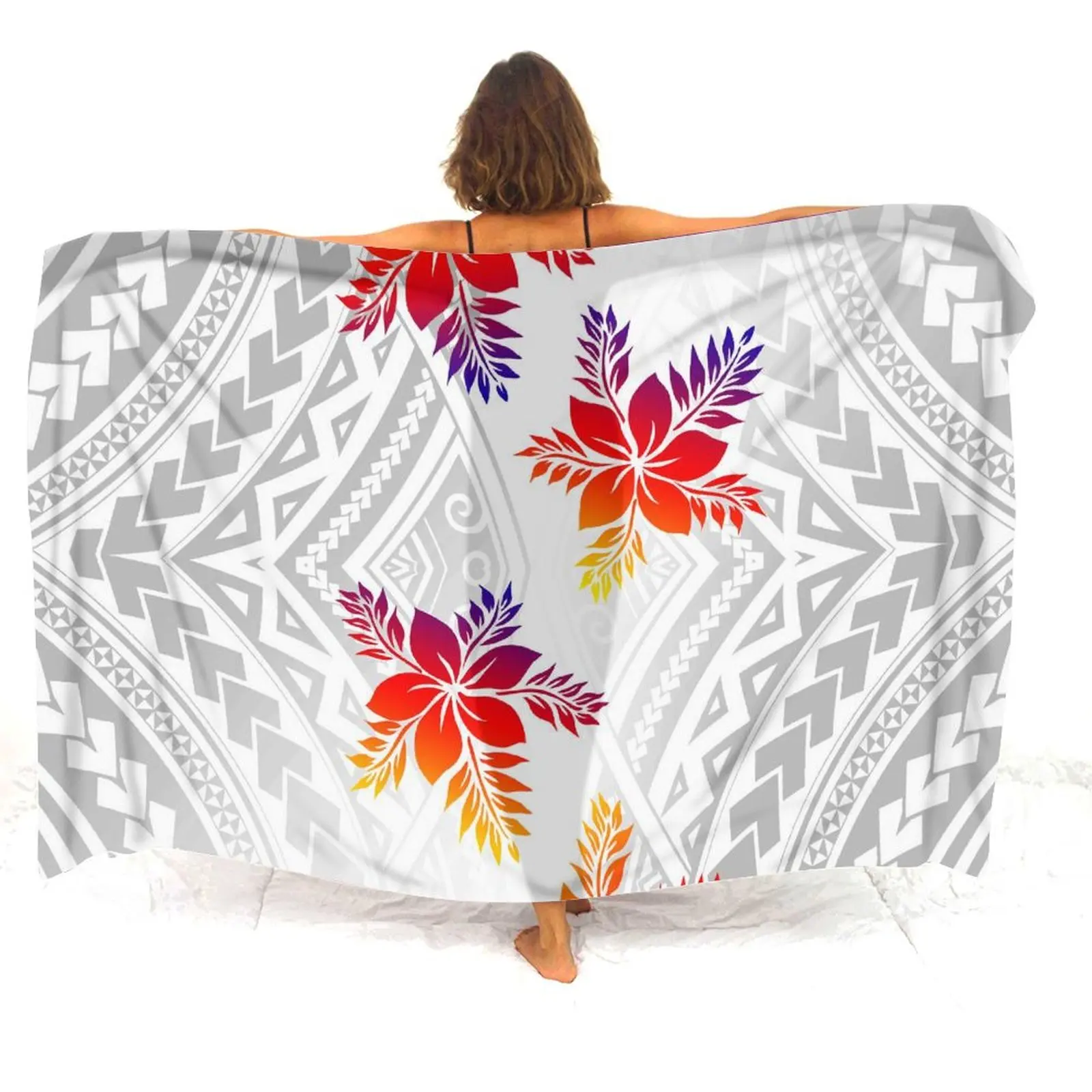 Sarong de plage hawaïenne pour femme, taille normale longue et courte, imprimé conforme, motif drapé personnalisé, 1 pièce