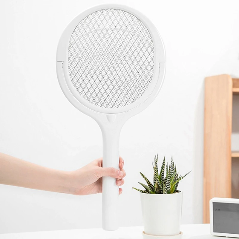 Matamoscas eléctrico recargable de cabeza giratoria, raqueta de insectos, Zapper de moscas para interiores