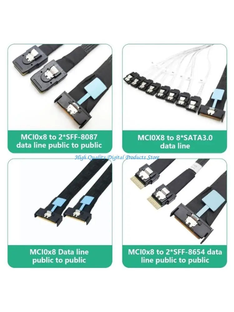

U2JE MCIO 8I 74P MALE TO 8XSATA мужской сервер Cable Cable PCIE5.0 Кабель сервера 50 см.