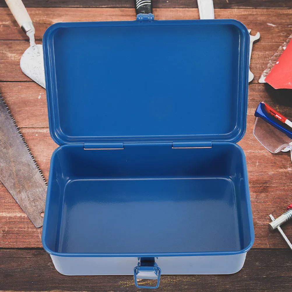 2Pcs Metal Tool Box Heavy Duty Carpenter Toolbox Portable Waterproof Storage Case for Car Garage Metal Toolbox
