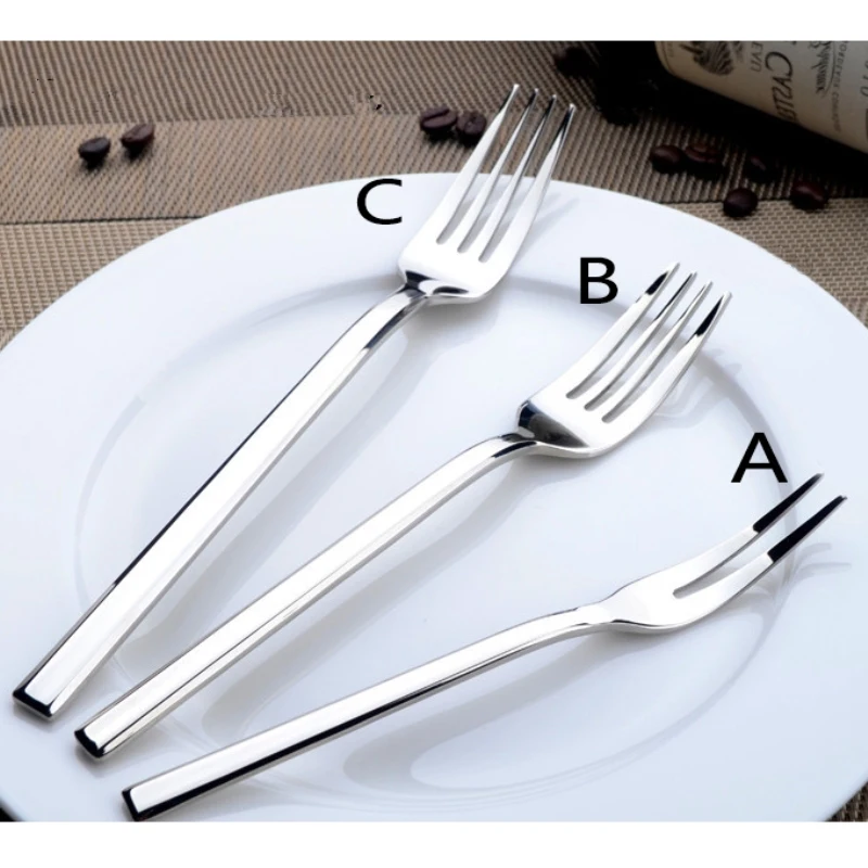 

2-6pcs 304 Stainless Steel Dinner Fork Thickness Dessert Cake Fruit Forks Korean Tableware Lunch Fork Flatware set 15/18/21CM