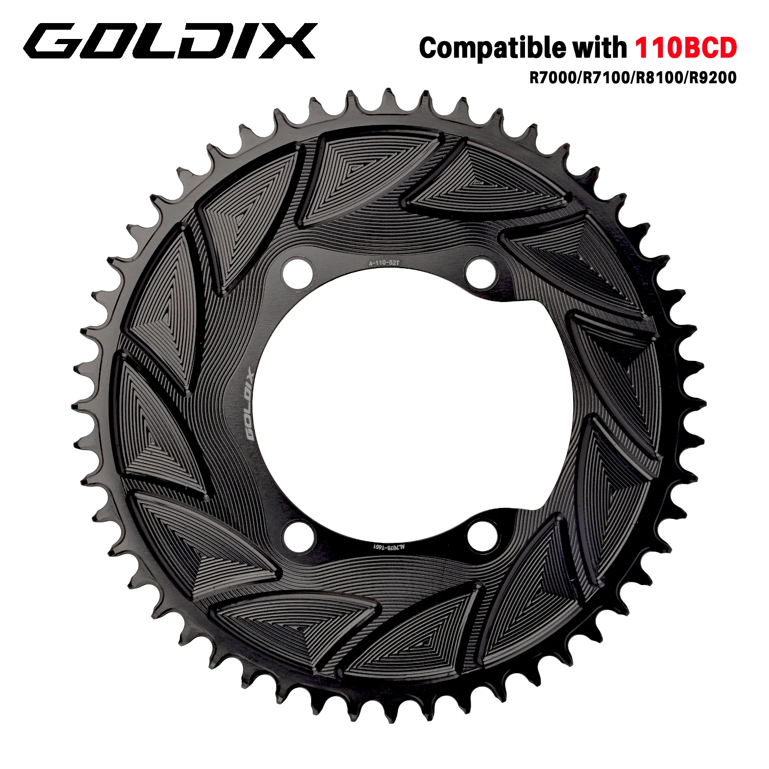 

GOLDIX 3mm Offset 110BCD Bicycle Chainring AERO Disc X110BCD 4-Bolt Sprocket for SHIMANO R7000 R7100 R8100 R9200 110BCD Crank