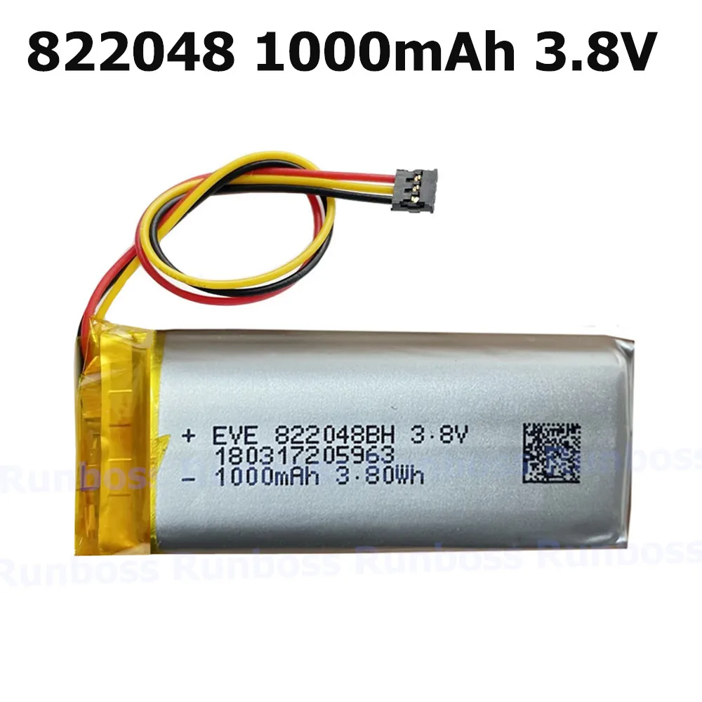 3.8V 1000mAh 822048 MX1.2 3Pin Connector Thermistor 3 Wires Li-Polymer Battery For Valve Index Controller GPS Recorder Headset