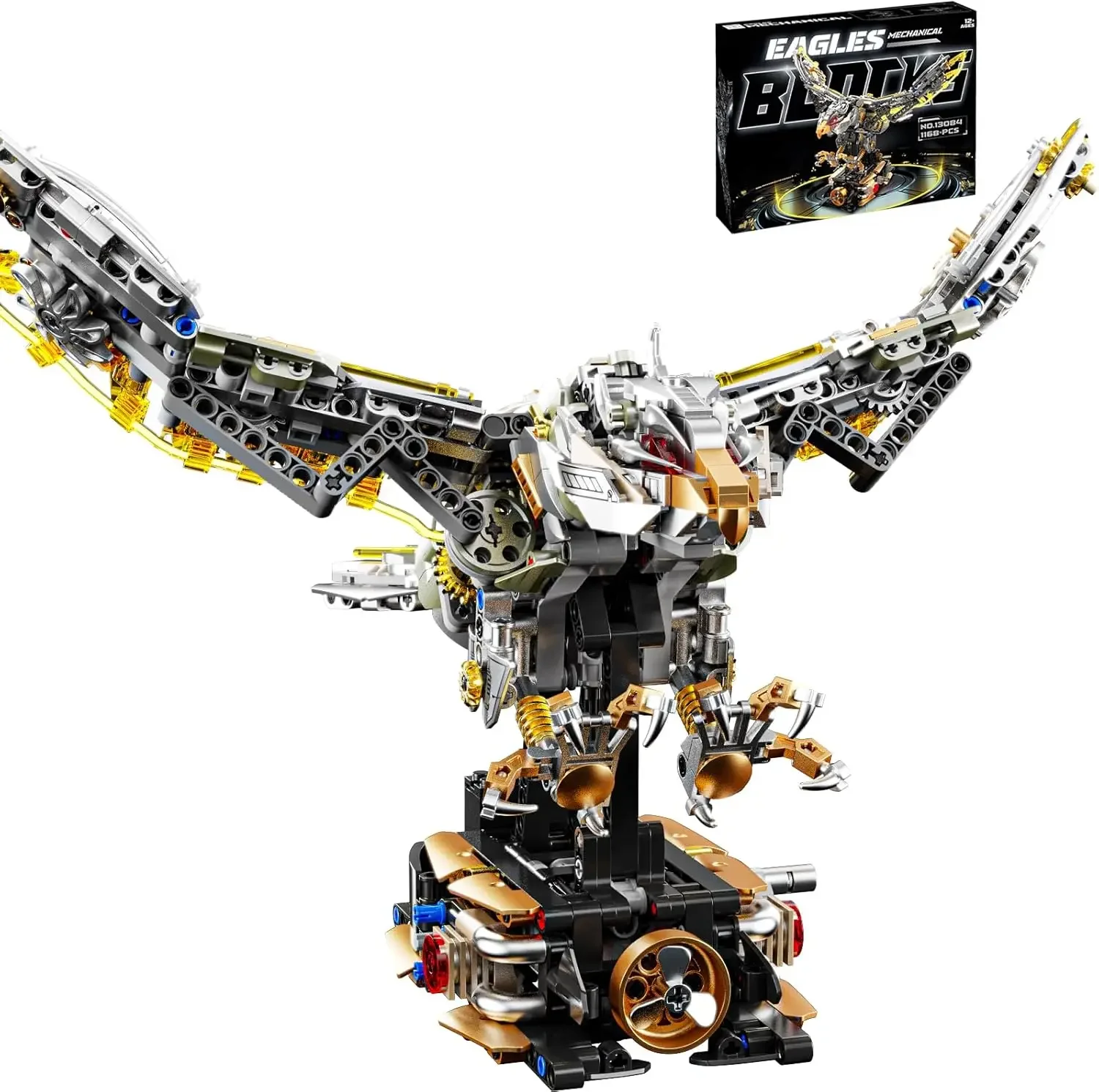 

Mechanical Eagle Building Block Set with Lights, 3D Movable Model with Articulated Wings and Claws, Suitable for Teenagers and Adults as Collectible Gifts (1168 Pieces)