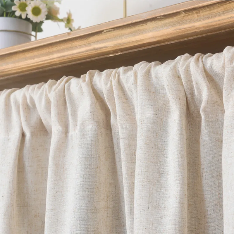 Estilo nórdico Cortinas curtas para cozinha, algodão sólido linho cortina, vinho armário porta janela, pequeno wardrobe cortina