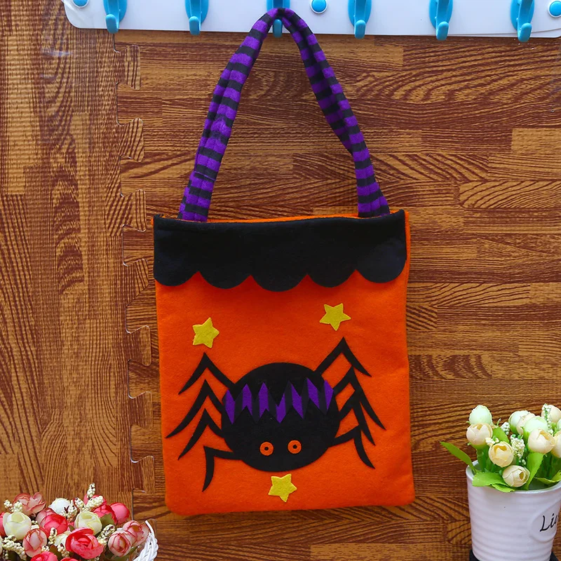 Halloween Trick or Treat Portable Candy Bag with Handle Tote Bag Kids Play Bags Fashion Festival Decor Toy