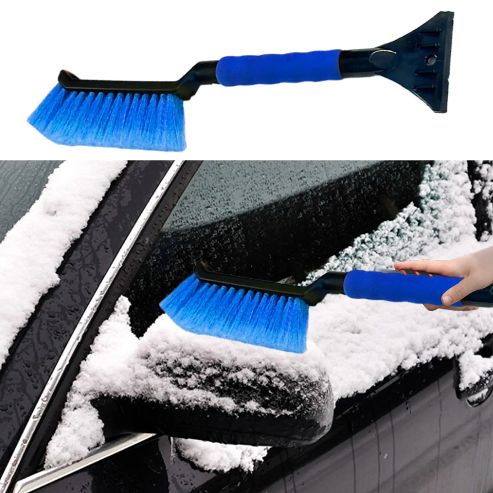 Ice Scraper 2 in 1 Snow Scraper and Brush Ergonomic Foam Grip Snow Remover for Cars Car Winter Cleaning Accessories for Safe