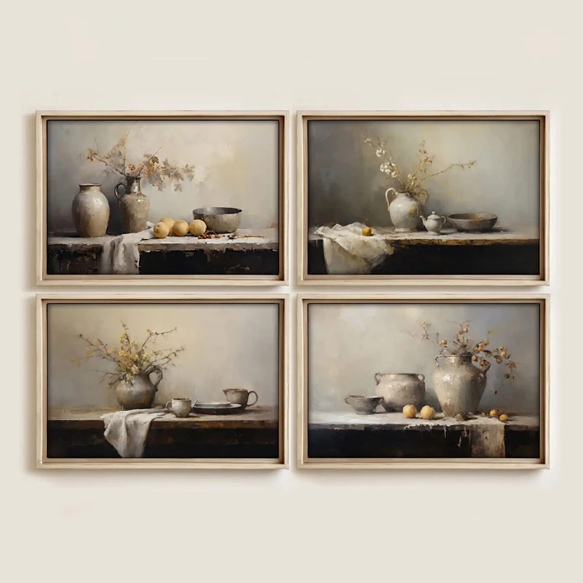 Vintage Französischer Landhausstil Elegante Küche Frühlingsblumen Stilleben Viktorianisches Poster Leinwandgemälde Wandkunst Bilder Heimdekoration