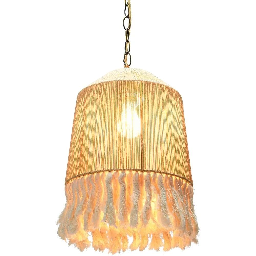 

Boho Chandelier with Fringe Woven Pendant Light 30CM Ceiling Hanging Lamp Living Room Dinging Room Light Fixture for Home Decor