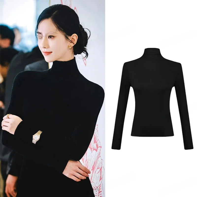 

Bla High Collar Knitted Sweater Women's Autumn Winter New Long Sve Slim Fit Base irt Body a Top Ladies T-irt