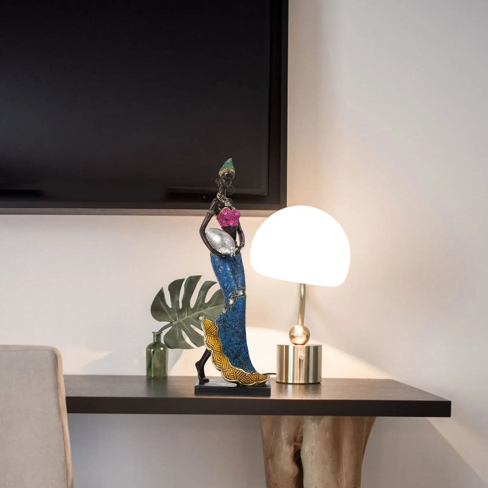 African Lady Sculpture Resin Decor – Elegant Tabletop Ornament for Home, Office, Café & Festival Gift