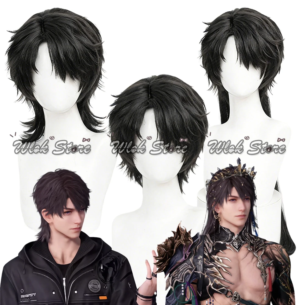 

Парик для косплея Love and Deepspace Caleb Lord of Nether Ghosts, черный, термостойкий, из синтетических волос, для мужчин и женщин, на Хэллоуин ﻿ Вечеринка