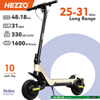 HEZZO Electric Scooter 18Ah 48V 1600W Powerful Dual Motors City Off Road F5 Escooter Oil Brake 28Mph 37 Miles Range US Warehouse