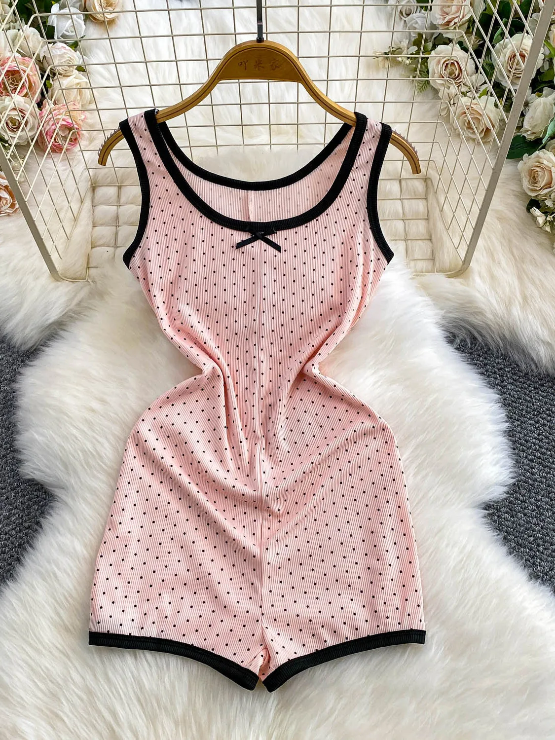 

Summer Thin Ice Silk Knitted Knot Vest Pants Women's Clothing Straight Cut High Waist ort Pants Commute Sle