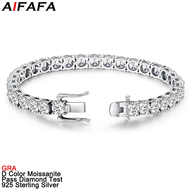 2 Carat Real Big Full Moissanite Diamond Tennis Chains Bracelet s925 Silver All Moissanite Hand Chain Plate Pt950 Fine Jewelry