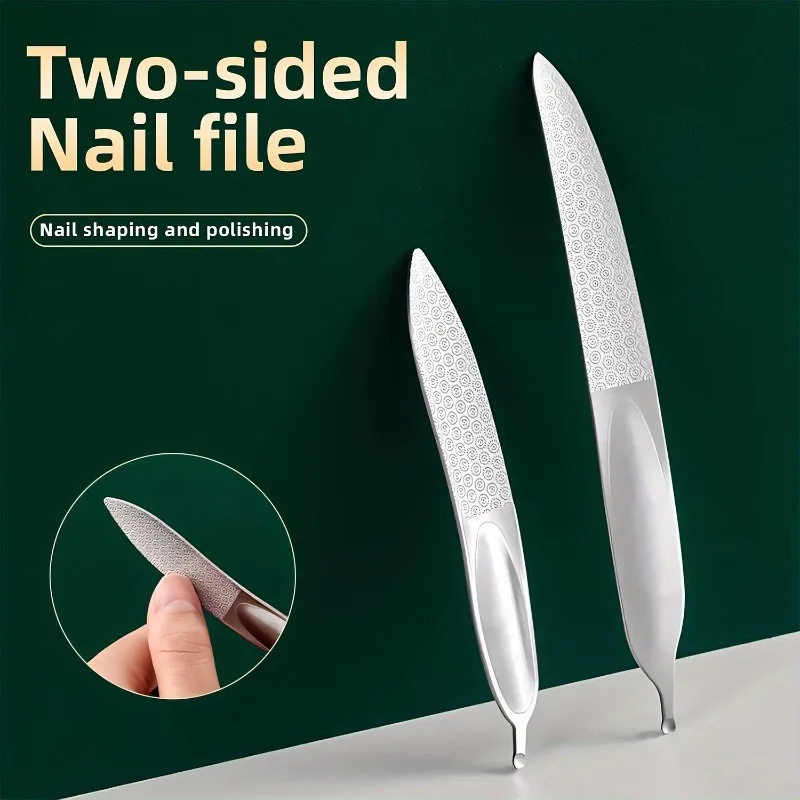 Pilniki do paznokci 2w1 z podwójną gradacją drobnoziarnistej i gruboziarnistej, przenośne narzędzia do manicure do modelowania, polerowania, niezbędne w domu, salonie, podróży, idealny prezent.