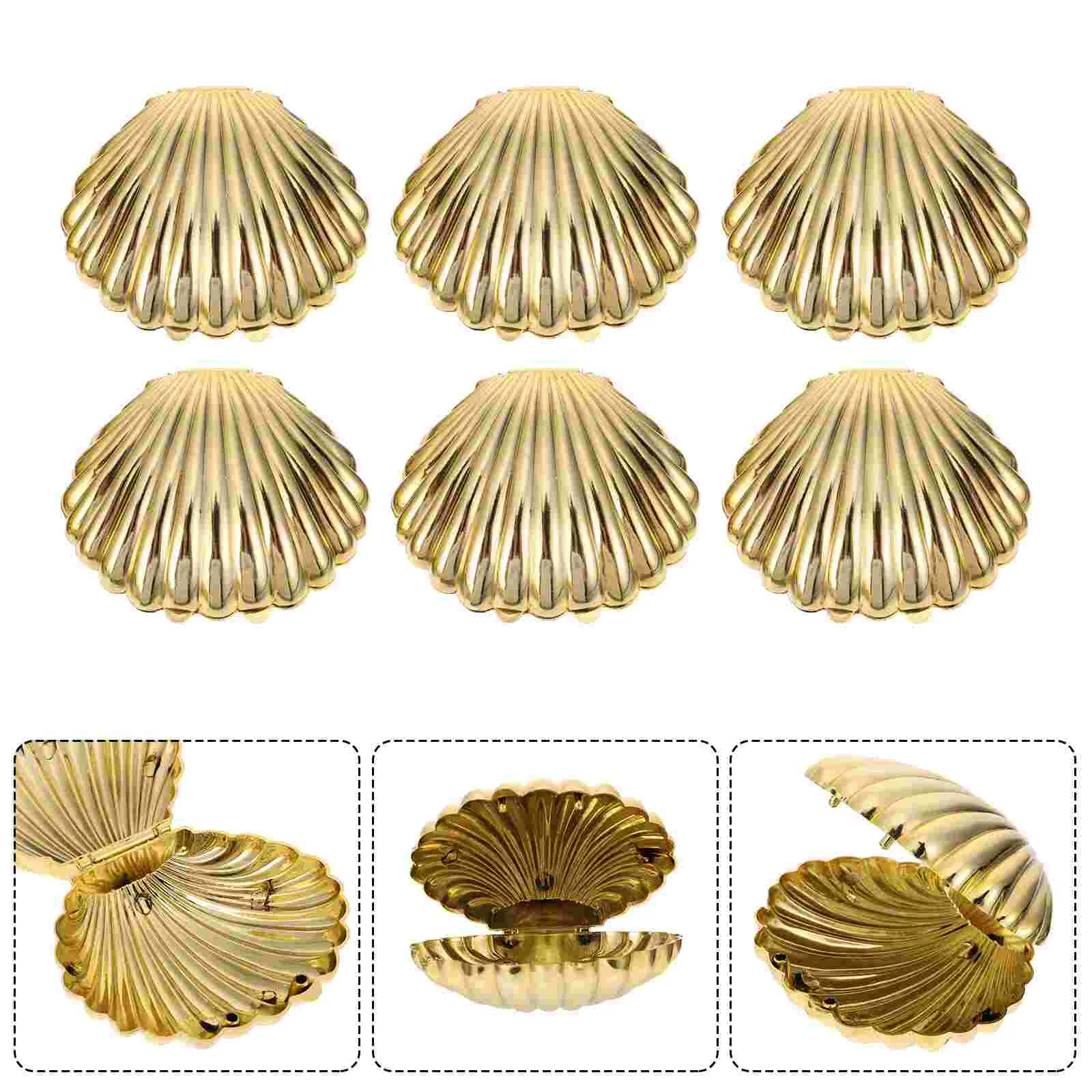 10 Pcs Shell Candy Box Gold Container Seashells Favor Wedding Decor Supplies with Cover