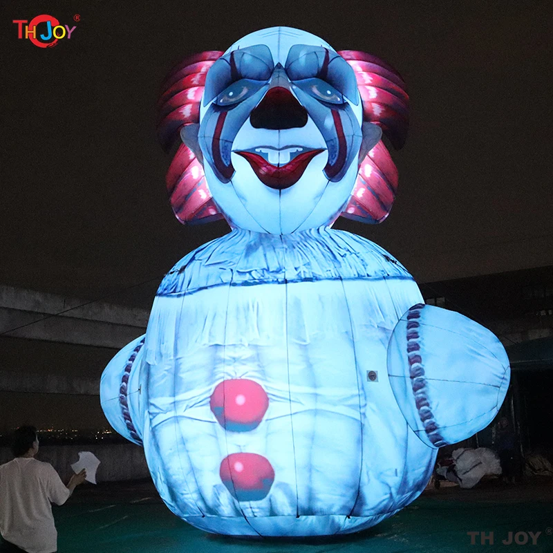 Modèle de ballon de Clown gonflable géant de Style suspendu de décoration effrayante avec la lumière LED pour les accessoires d'événements d'Halloween