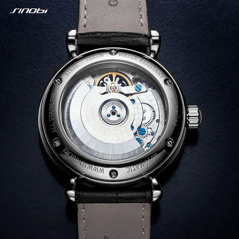 SINOBI Heren Automatisch Mechanisch Horloge Tourbillon Mannetjes Skeleton Horloges Kwaliteit Geschenkdoos Horloges Relojes Mecanicos