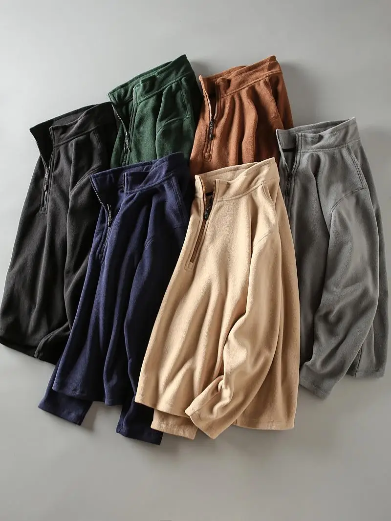 

Double-Sided Fce Hoodie Sweatirt Zipper Casual Loose Fit Youth Autumn Winter Warm Stand Collar f Zipper Pullover Men'...