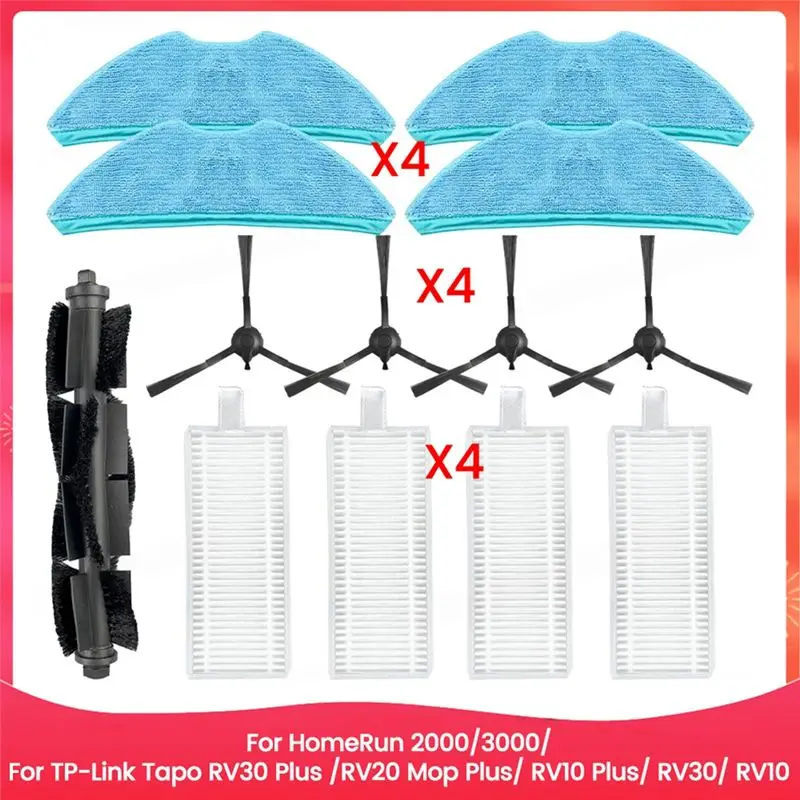 

Запчасти для TP-Link Tapo RV30 Plus /RV20 Mop Plus/ RV10 Plus/ RV30/ RV10: щетка, фильтр, салфетка для швабры (A56T-For Homerun 2000/3000)