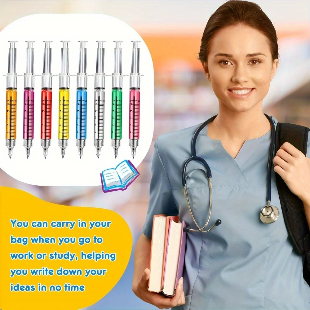 

50 Syringe-shaped Nurse Pens, Multi-color Retractable Ballpoint. Medical Gift for Nurses/students/doctors