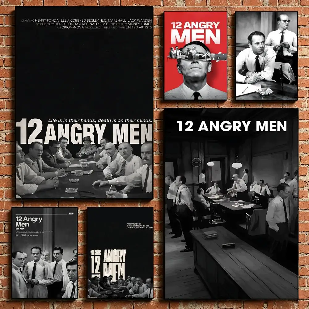 12 Angry Men Classic Movie Poster HD Self‑Adhesive Art Print Home Wall Ornament for Clubs Cafe and Living Room Decoration