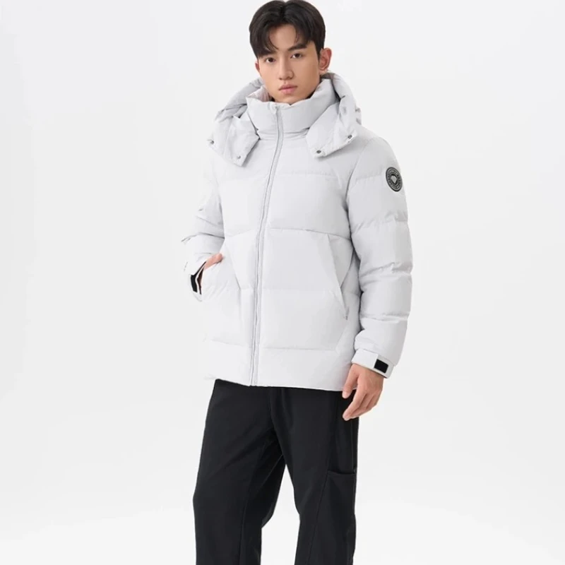 

Chericom воротник-стойка со съемным капюшоном, пуховик, однотонные манжеты на липучке, наклонные карманы на молнии, ветрозащитный, водонепроницаемый, Y309651Y