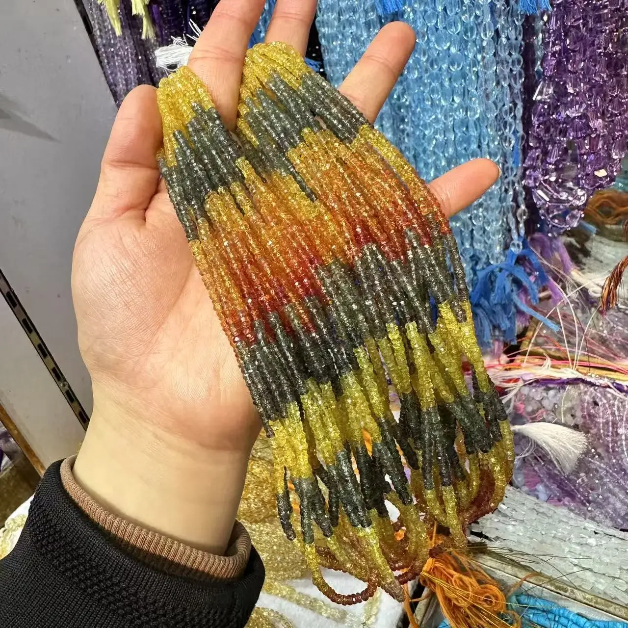 

5A Wholesale Natural Yellow Blue Sapphire 3mm Energy Gemstone Rondelle Loose Beads For Making Jewelry DIY Necklace Bracelet 40cm