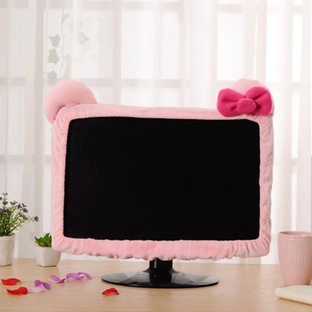 GoodTop New Monitor Dust Cover Cute Protective Computer Cover Notebook With Cat Ear Laptop LCD Screen Monitor Decorative Cover