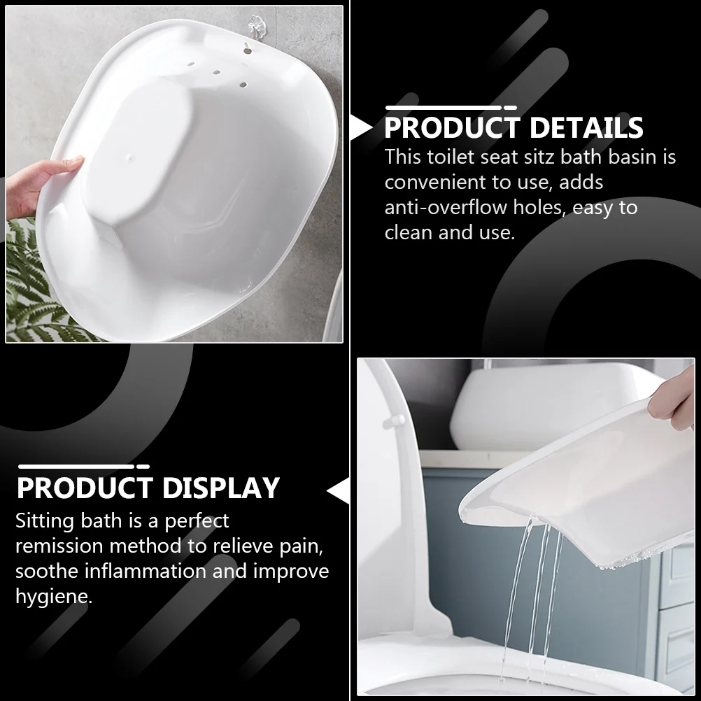 

Toilet Sitz Bath Basin Safe Non-Slip Design Anti-Overflow Holes Pregnant Women Postpartum Hemorrhoid Treatment