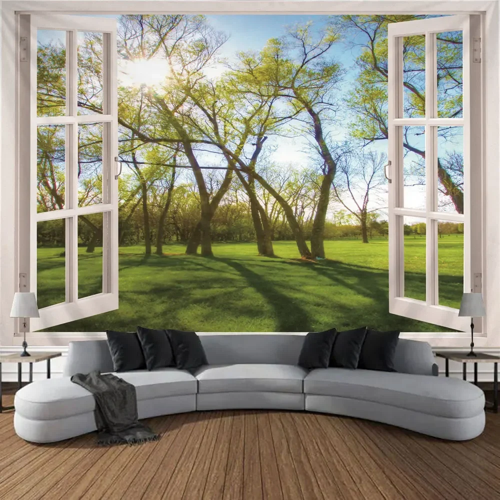 Outdoor Nature Tapestry Beautiful Forest Lake Thanksgiving Gift Bedroom Living Room Wall Hanging Wall Decoration Patio Tapestry