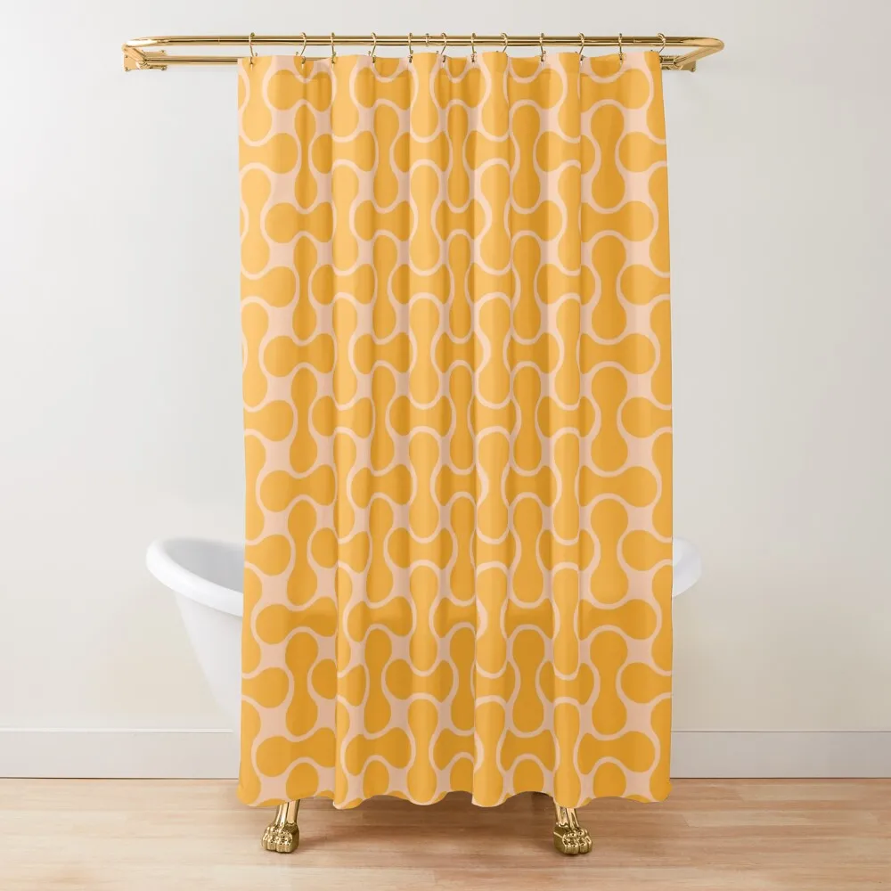 Retro, Mid Century Modern, Geometric, Pattern, yellow and blush Shower Curtain Bathroom Accessorys Bathroom And Shower Curtain