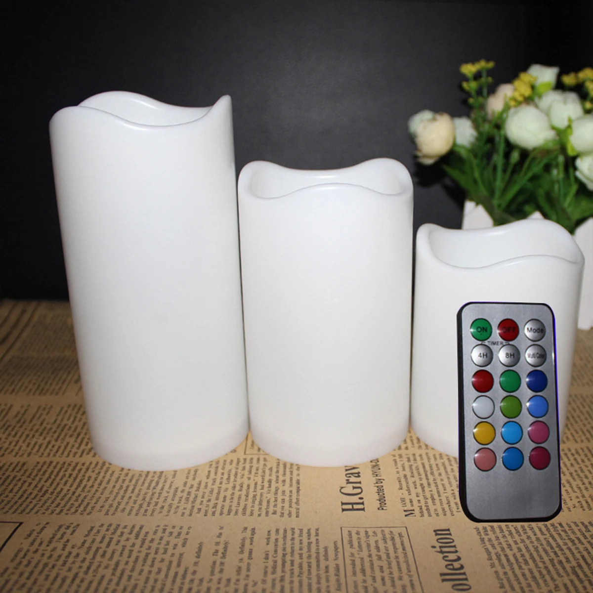 

Electronic Remote Control Night Lamp LED Color Changing Soft Glow Energy Saving Bedroom Decor Wax Shape