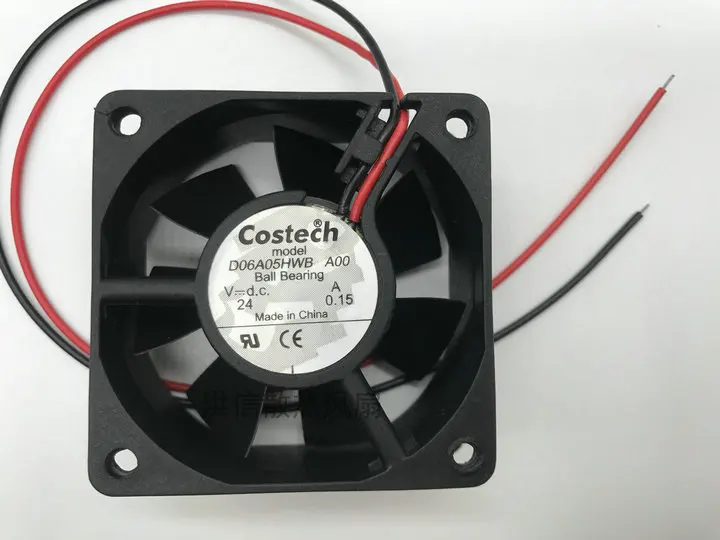 COSTECH D06A05HWB DC 24V 0.15A 60x60x25mm 2-Wire Server Cooling Fan