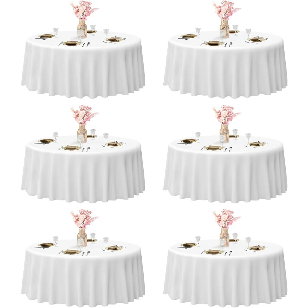 

Набор из 6 белых круглых скатертей из полиэстера диаметром 120 дюймов для свадеб, дней рождения и банкетов