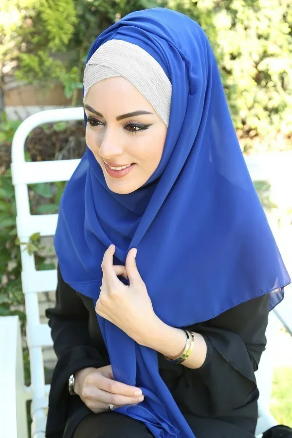 

Silvery Single Gusset Bone Wrap-Winter Autumn 2021 Muslim Women Hijab headscarf Islamic Turkey