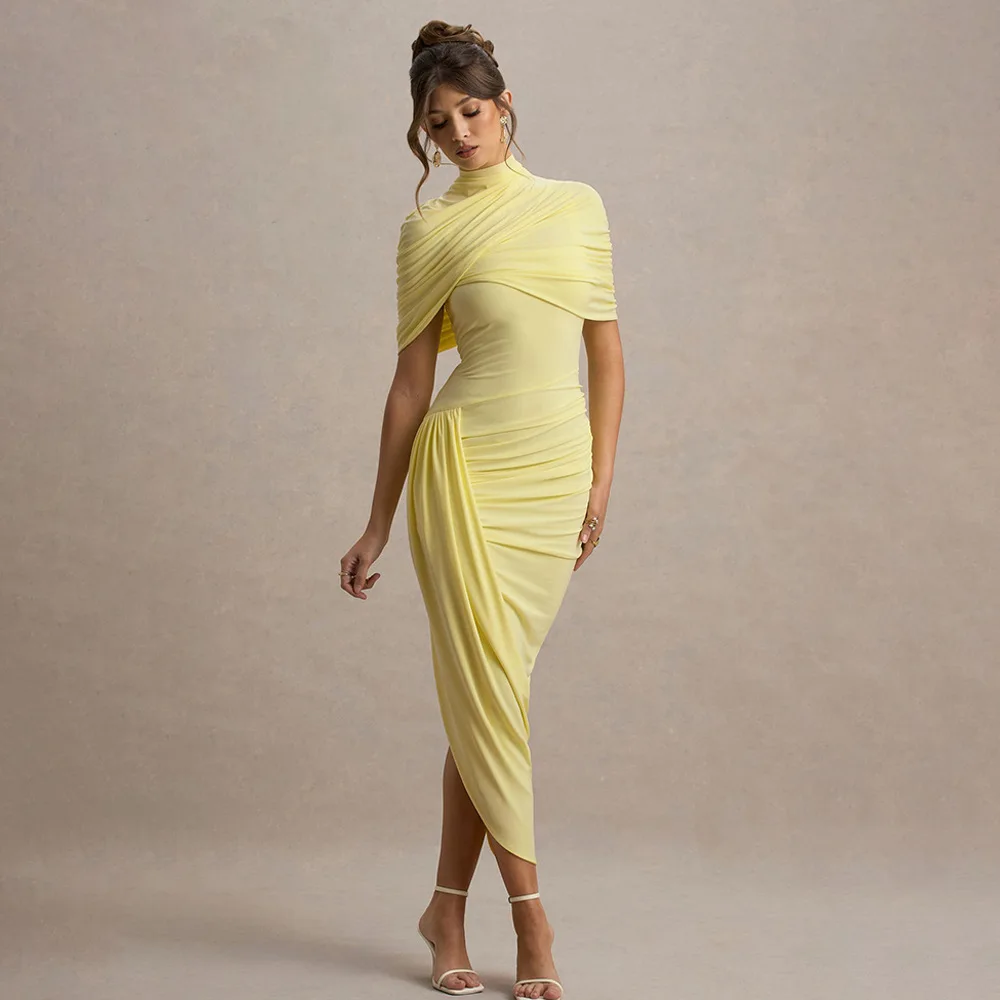 

New Hot Selling Temperament Slim Fit Pleated Dress, Fashionable and Sexy Backless and Hip Hugging Women's Long Skirt Women Party