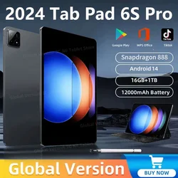 Tableta 6S Pro Original versión Global, Tablet PC con Snapdragon 2024, Android 14, 888 mAh, 16GB + 1TB, 5G, Tarjeta SIM Dual, HD, 4K, Mi Tab, 12000