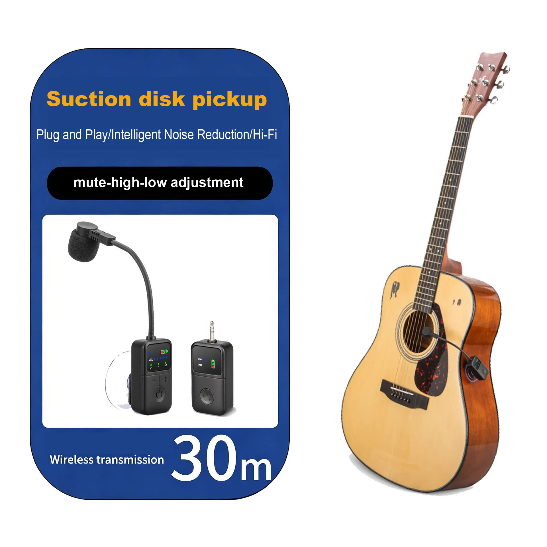 Musical instrument microphone guitar string sucker performance entertainment with balanced adjustment loudspeaker pickup mic