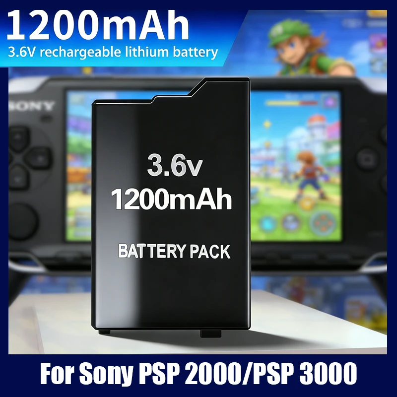 Batería de Respaldo Portátil PSP de 3.6V y 1200mAh, Accesorios para Juegos, para SONY Lite PSP 2ª Generación, PSP-2000, PSP-3000, PSP-3004