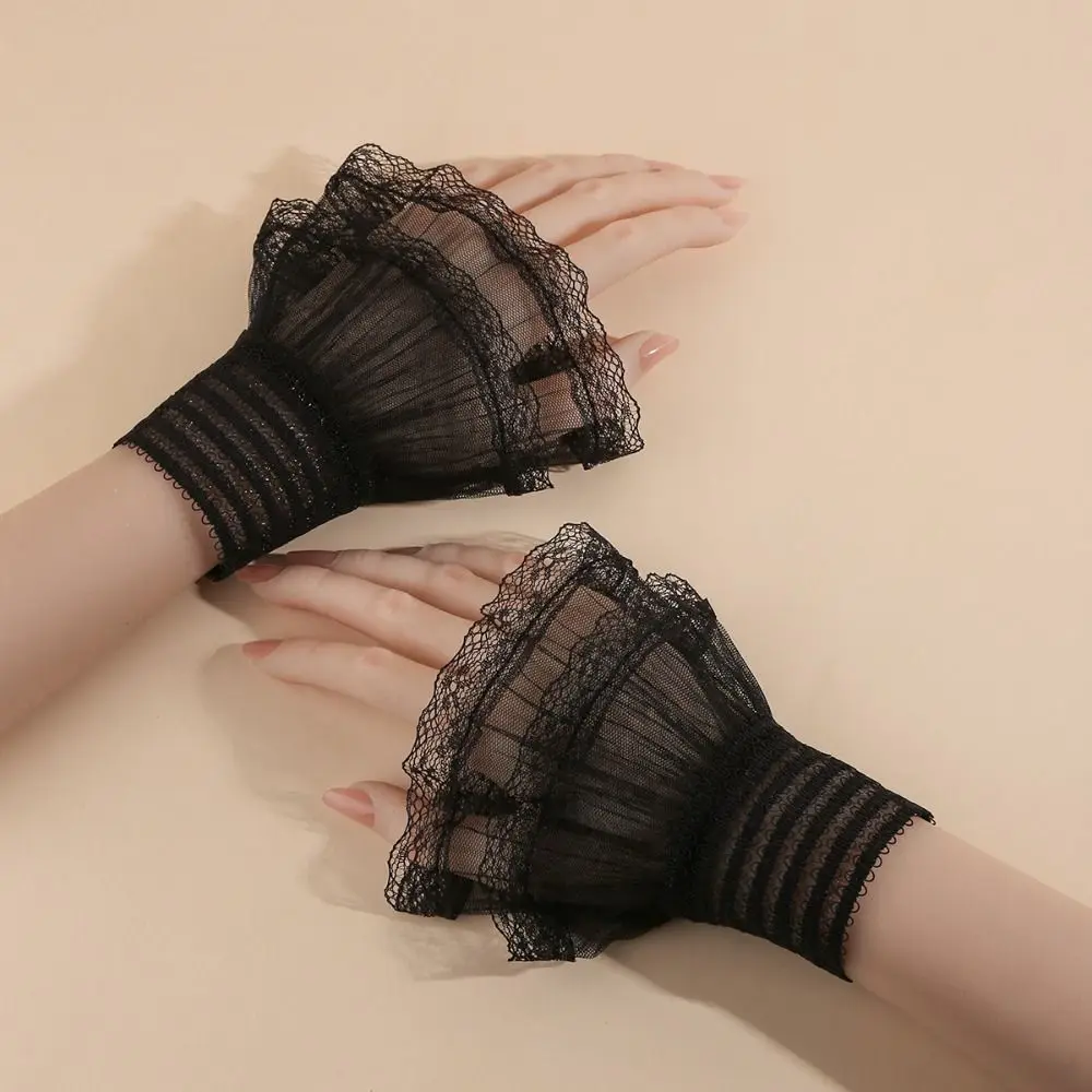 Elegant Lace Ruffled Wrist Fake Sleeves Cuffs Comfortable Soft Lace Cuff Costume Accessory Sweater Cuffs Daily Accessory